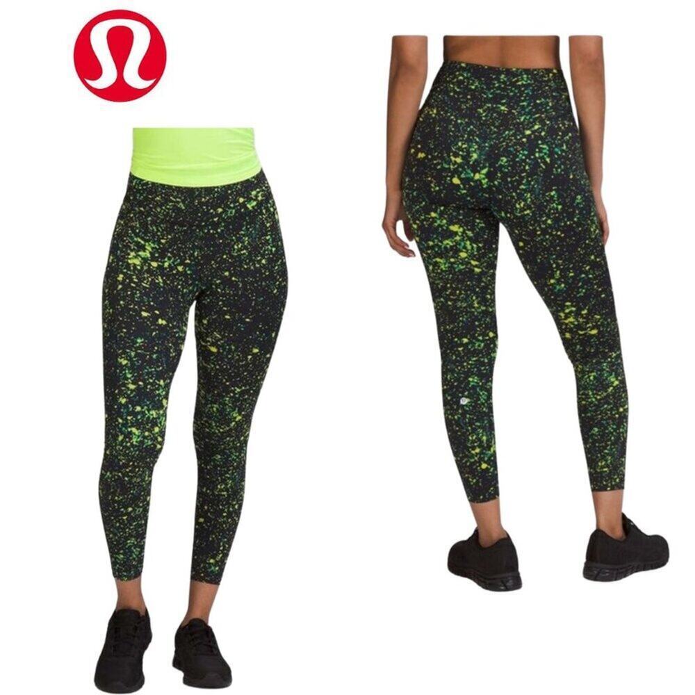 Lululemon Base Pace High Rise Tight 25" | Sparks Fly (Black/Green) Size 2
